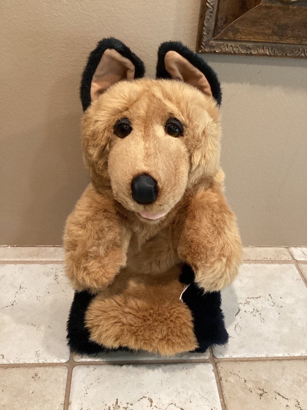 Vintage Daphne Golf Club Head Cover 14” Brown/Black German Shepherd Furry Plush